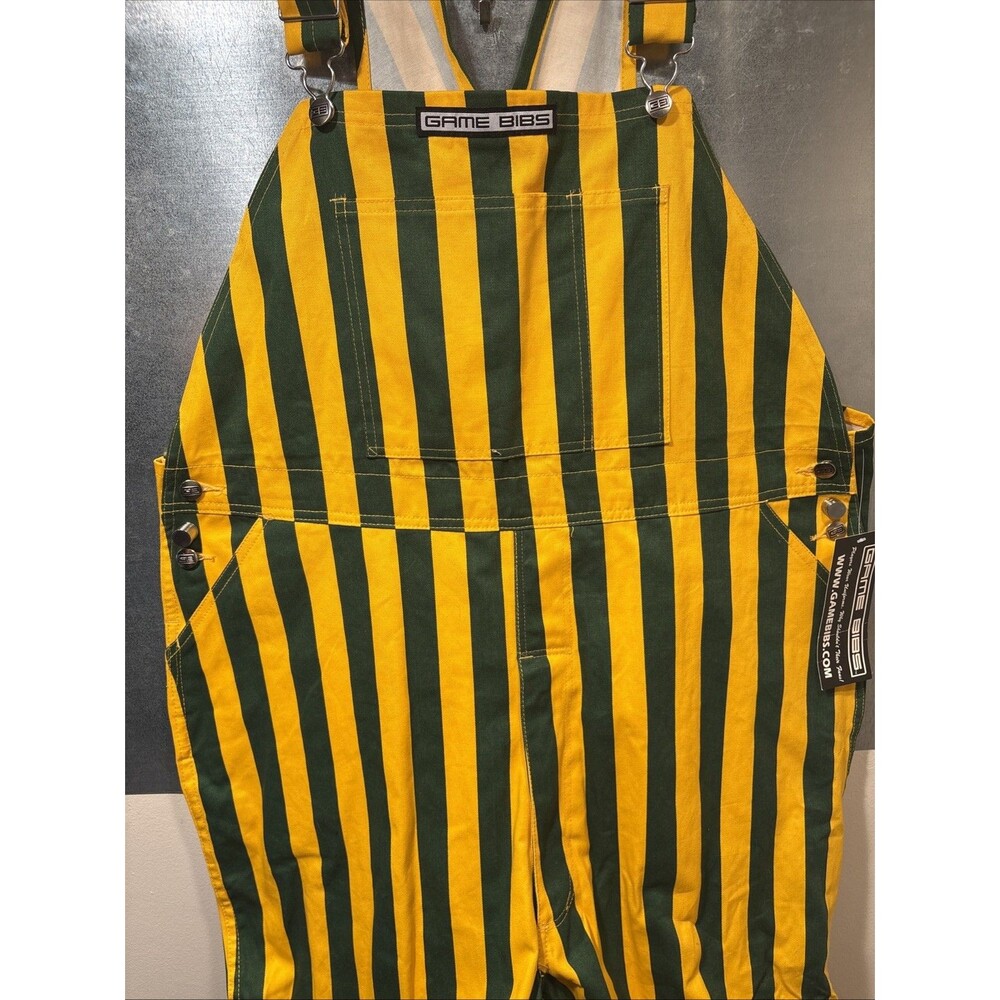 Game Bibs Overalls Adult XL 44x34 Striped Yellow Green Bay Packers Oregon Ducks